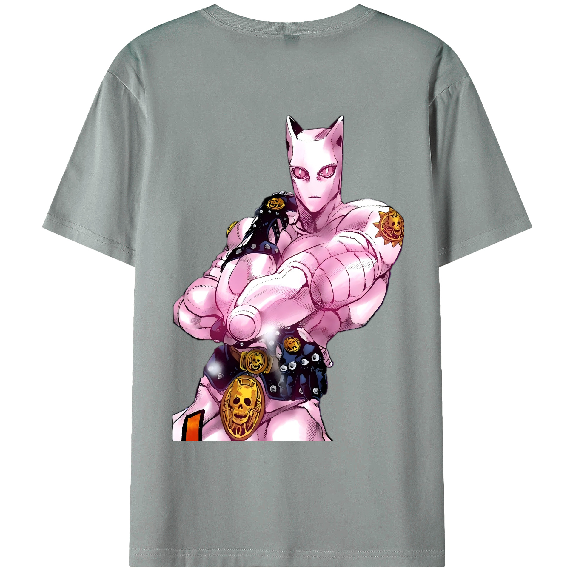 （画像用） ジョジョの奇妙な冒険 きら よしかげ JoJo's Bizarre Adventure Kira Yoshikage 綿100％ メンズ半袖Tシャツ（バックプリント） 通気性